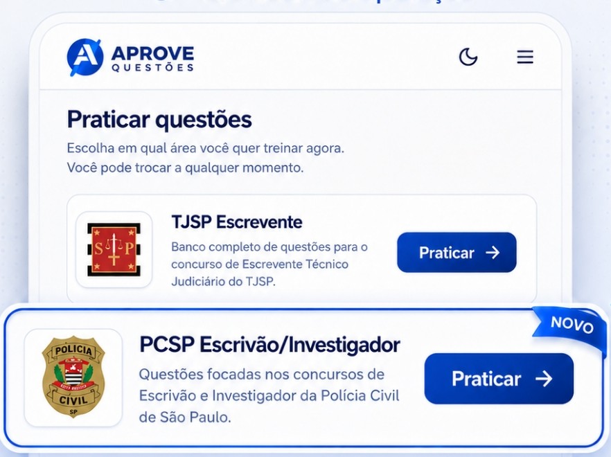 Interface da plataforma Aprove Questões